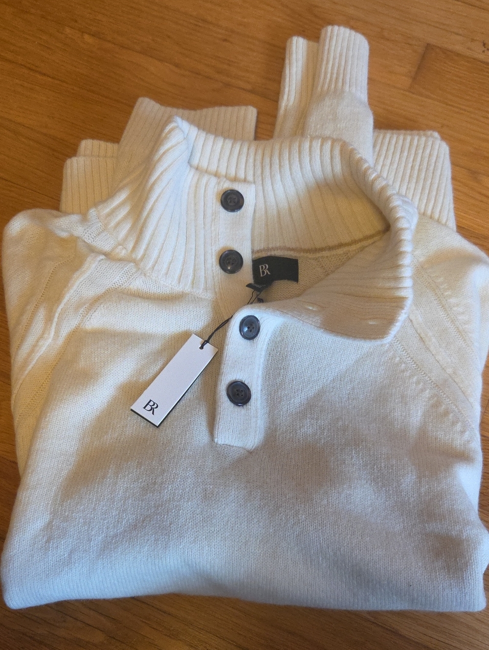Banana Republic Cream Ribbed Zip-Neck Sweater